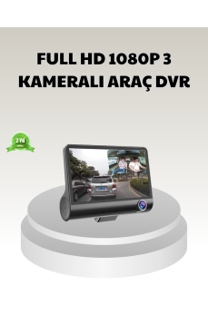 Araç DVR Kamerası 3’lü 170° Geniş Açılı Full HD ve Park Destekli