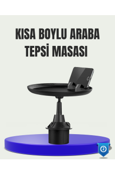 360° Döner Araç Bardaklık Tepsisi Geniş Yemek Alanlı Telefon Standlı