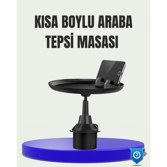 360° Döner Araç Bardaklık Tepsisi Geniş Yemek Alanlı Telefon Standlı