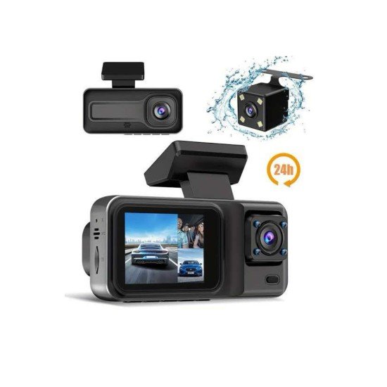 1080P 3 Lensli WİFİ Araç İçi Kameralı Ekran DVR Kaydedici Gece Görüşlü 1080P 3 Lensli WİFİ Araç İçi Kameralı Ekran DVR Kaydedici Gece Görüşlü