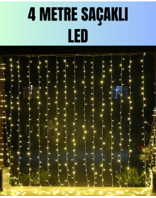 4 Metre Yılbaşı Şelale Led Perde Işık Ev Bahçe Dekor