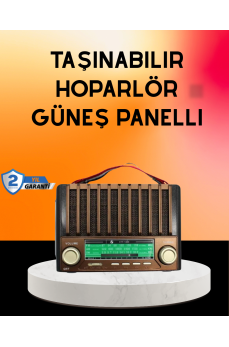 Solar Şarjlı Taşınabilir Radyo Bluetooth Hoparlör USB SD Destekli