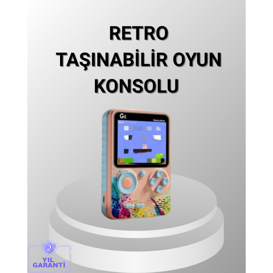 500 Oyunlu Nostaljik El Tipi Oyun Konsolu, Taşınabilir Şarjlı Cihaz, Renkli Ekran ve TV Destekli