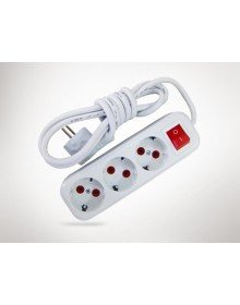 2 mt Kablolu Anahtarlı 3 lü Topraklı Grup Priz