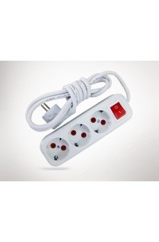 2 mt Kablolu Anahtarlı 3 lü Topraklı Grup Priz