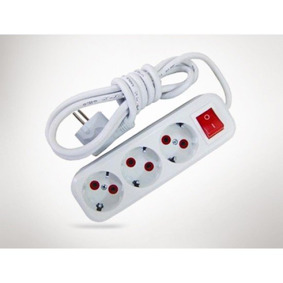 2 mt Kablolu Anahtarlı 3 lü Topraklı Grup Priz 2 mt Kablolu Anahtarlı 3 lü Topraklı Grup Priz