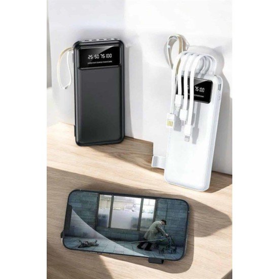 20.000 Mah Led Işıklı LCD Ekran USB Girişli Type-C Lightning Powerbank