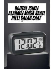 Gece Dijital Masa Saati Dijital Alarmlı Led Ekran Pilli Çalar Saat