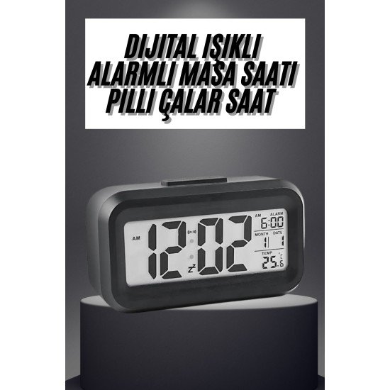 Gece Dijital Masa Saati Dijital Alarmlı Led Ekran Pilli Çalar Saat Gece Dijital Masa Saati Dijital Alarmlı Led Ekran Pilli Çalar Saat