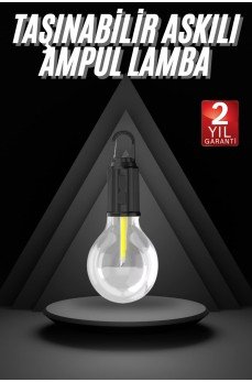 3 Farklı Mod LED'li Şarjlı Asma Kancalı Kamp Lambası Taşınabilir Ampul