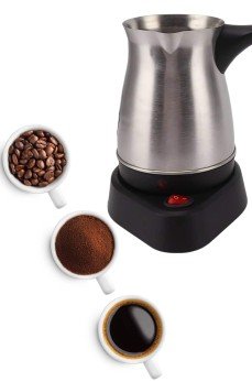 Elektrikli Cezve 800 Watt Paslanmaz Çelik Türk Kahve Makinesi Saplı