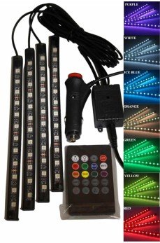 12'Lİ Şerit Led Işık RGB Sese ve Müziğe Duyarlı Araç İçi Ayak Altı