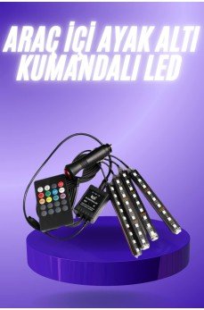 Araç İçi Ayak Altı 12'li Şerit Led Işık Uzaktan Kumandalı RGB Işıklı Ses ve Müziğe Duyarlı