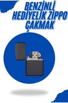 Siyah Kutulu Metal Çakmak Benzinli Hediyelik Eşya