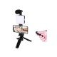 Telefon Tutucu Led Işıklı Kumandalı Mikrofon Telefon Vlog Video Kayıt