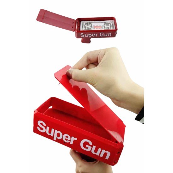 Kırmızı Parti Oyuncağı Para Saçma Fırlatma Tabancası Makinesi Super Money Kırmızı Parti Oyuncağı Para Saçma Fırlatma Tabancası Makinesi Super Money