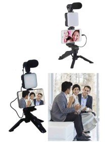 Telefon Tutucu Led Işıklı Kumandalı Mikrofon Telefon Vlog Video Kayıt