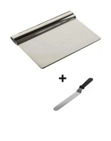 2li Set Hamur Şekillendirici Eğik Pasta Spatulası +Metal Hamur Kesici Kazıyıcı Spatula