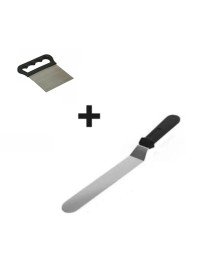 2li Set Hamur Şekillendirici Eğik Pasta Spatulası ve Metal Hamur Kesici Kazıyıcı Spatula