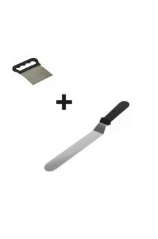 2li Set Hamur Şekillendirici Eğik Pasta Spatulası ve Metal Hamur Kesici Kazıyıcı Spatula