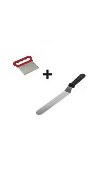 2li Set Hamur Şekillendirici Eğik Pasta Spatulası ve Metal Hamur Kesici Kazıyıcı Spatula