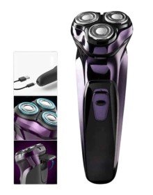 3 Bıçaklı Döner Başlıklı Sakal Sıfır Alma Tıraş Makinesi Profesyonel Paslanmaz Çelik