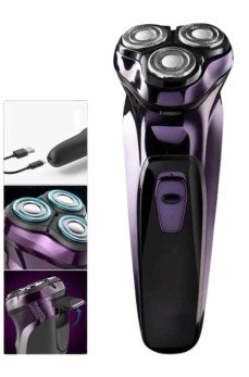 3 Bıçaklı Döner Başlıklı Sakal Sıfır Alma Tıraş Makinesi Profesyonel Paslanmaz Çelik