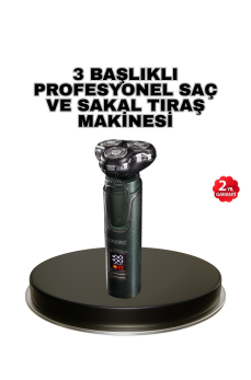 Kablosuz Profesyonel Erkek Bakım Seti – 3 Başlıklı, 3D Akıllı Kesim, Taşınabilir