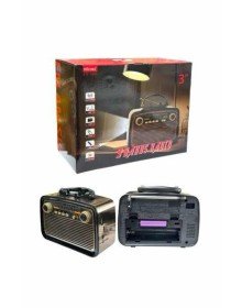 Nostalji Radyo Bluetooth Hoparlör USB-SD Kart Giriş Led Fener Işıklı Bataryalı Pilli