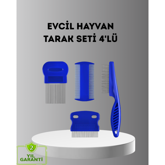 4’lü Kedi Köpek Tüy Temizleme Seti – Paslanmaz Çelik,Ergonomik ve Uzun Ömürlü