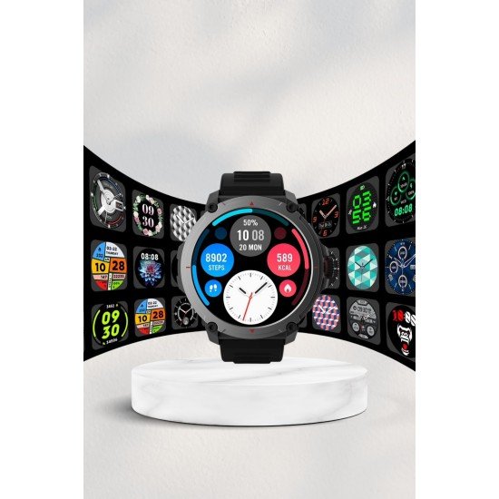 Akıllı Saat Amoled Ekran Metal Ve Deri Kordonlu Uyku ve Sağlık Takibi Titreşimli