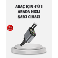 Araç Şarj Cihazı 4 Portlu 66W Hızlı Şarjlı LED Işıklı ve 180° Dönebilir