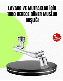 2 Modlu 1080° Dönebilen Musluk Başlığı Esnek 3 Eklemli Hareketli Tasarım