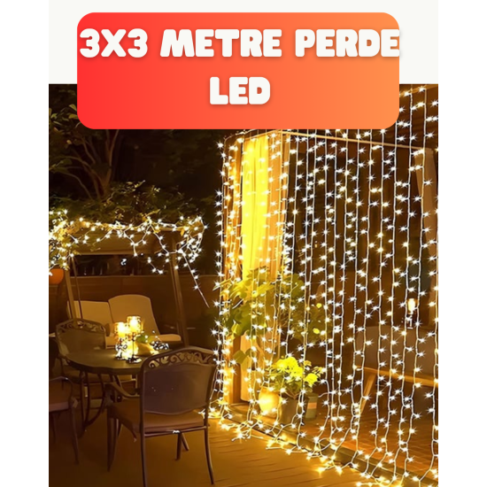 3x3 Metre Şelale LED Perde Işık İç Dış Mekân Dekorasyonu