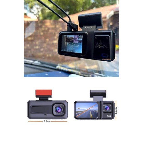 1080P 3 Lensli WİFİ Araç İçi Kameralı Ekran DVR Kaydedici Gece Görüşlü 1080P 3 Lensli WİFİ Araç İçi Kameralı Ekran DVR Kaydedici Gece Görüşlü