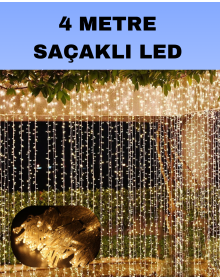 4 Metre Icicle Şelale Led Perde Işık Sarı Aydınlatma