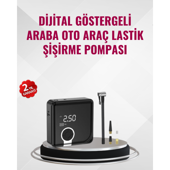 Kompakt Tasarımlı LED Işıklı Taşınabilir Hava Kompresörü Kompakt Tasarımlı LED Işıklı Taşınabilir Hava Kompresörü