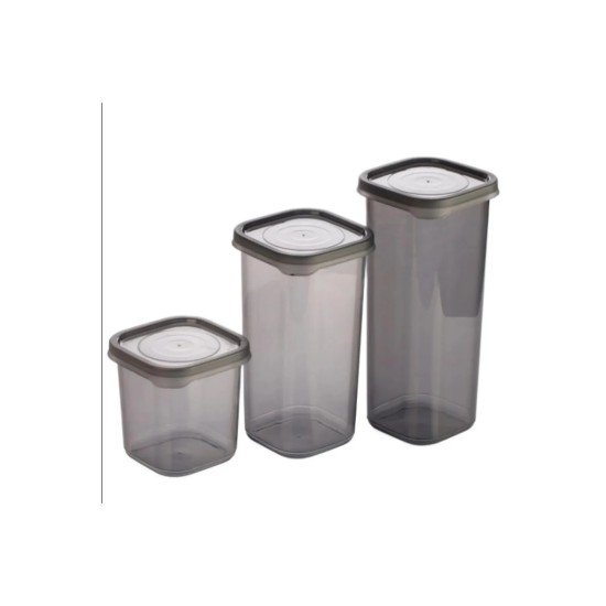 3 Adet 3 Boy Siyah Saydam Plastik Kavanoz Saklama Kabı Kapaklı Kare Model 3 Adet 3 Boy Siyah Saydam Plastik Kavanoz Saklama Kabı Kapaklı Kare Model