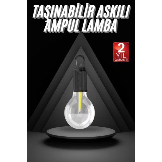3 Farklı Mod LED'li Şarjlı Asma Kancalı Kamp Lambası Taşınabilir Ampul 3 Farklı Mod LED'li Şarjlı Asma Kancalı Kamp Lambası Taşınabilir Ampul