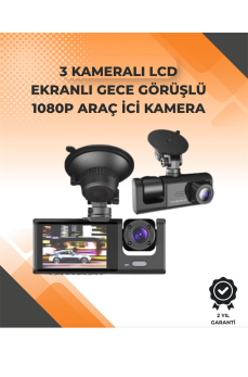 3 Kameralı Dashcam Sistem – Geri Görüş Yardımı, Park Koruması ve G-Sensör