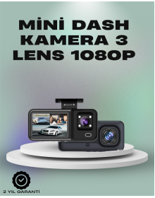 3 Kanallı Araç Kamerası – Full HD 1080P Kayıt, 2” Ekran, Park Gözetimi Desteği