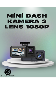 3 Kanallı Araç Kamerası – Full HD 1080P Kayıt, 2” Ekran, Park Gözetimi Desteği