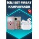 3 Kordonlu Pembe Amoled Ekran Akıllı Saat ve Yeni Nesil Pro Kablosuz Bluetooth Kulaklık ANC/ENC