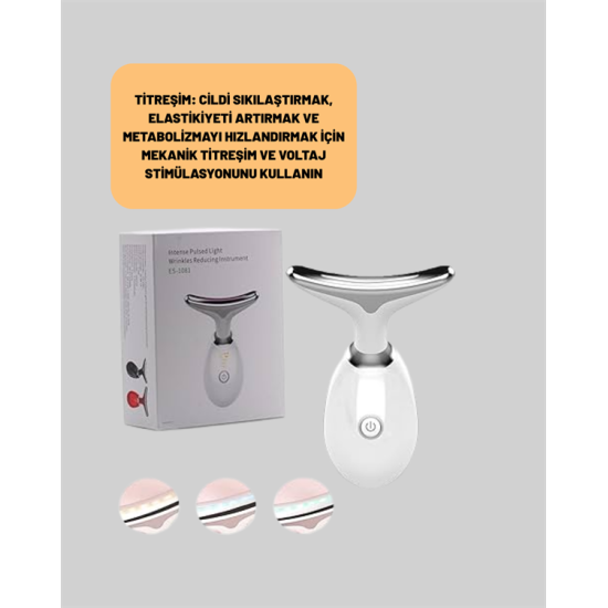 3 Modlu Boyun ve Yüz Bakım Cihazı – EMS, Temizleme, Sıcak Masaj ve Renkli Işık Terapi Özellikli