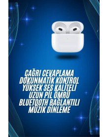 3.Nesil İOS Android Uyumlu Bluetooth 5.0 Beyaz Çağrı Cevaplama