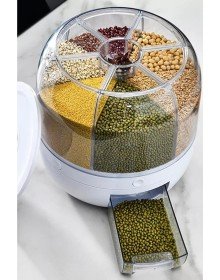 360° Dönebilen Kuru Gıda Ve Bakliyat Organizeri 6 Bölmeli Hava Geçirmez Saklama Kabı 6 lt