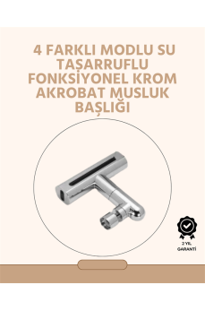 360° Dönüşlü Su Akışı Başlığı | 4'ü 1 Arada Kullanım