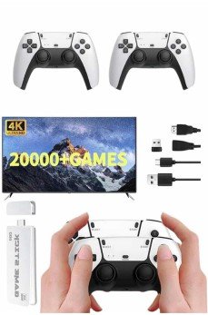 3D 4K 2000 Oyunlu Game Stick Oyun Konsolu Çift Konsol