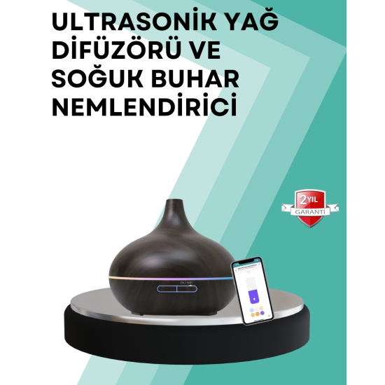 Aromaterapi Difüzörü 550 ml Ultrasonik Nemlendirici Otomatik Kapanma Özellikli Aromaterapi Difüzörü 550 ml Ultrasonik Nemlendirici Otomatik Kapanma Özellikli