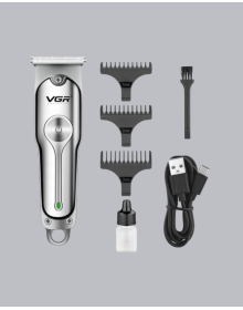 Gümüş Desenli Şarjlı Tıraş Makinesi – 120 Dakika Çalışma Süresi, 3 Başlıklı